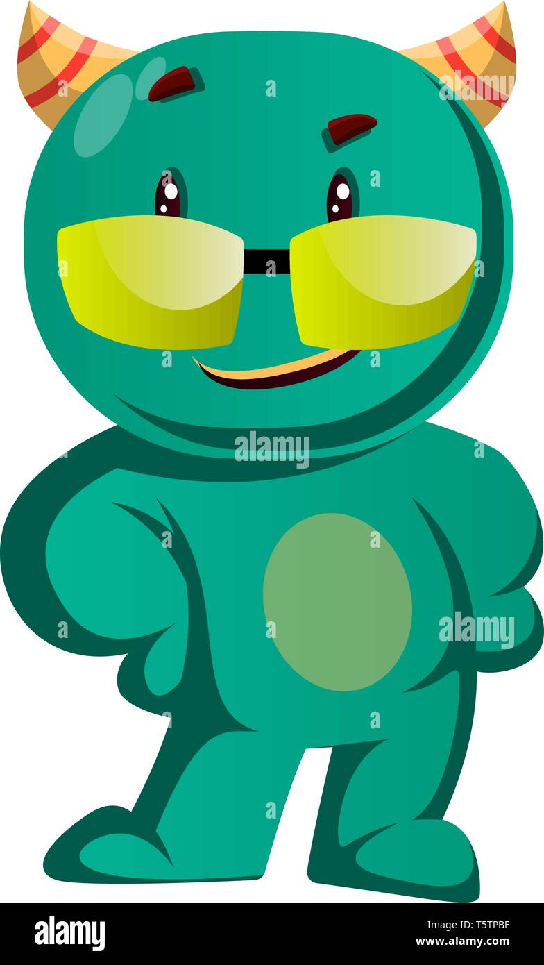 Cool Green monster con occhiali da sole illustrazione vettoriale Illustrazione Vettoriale