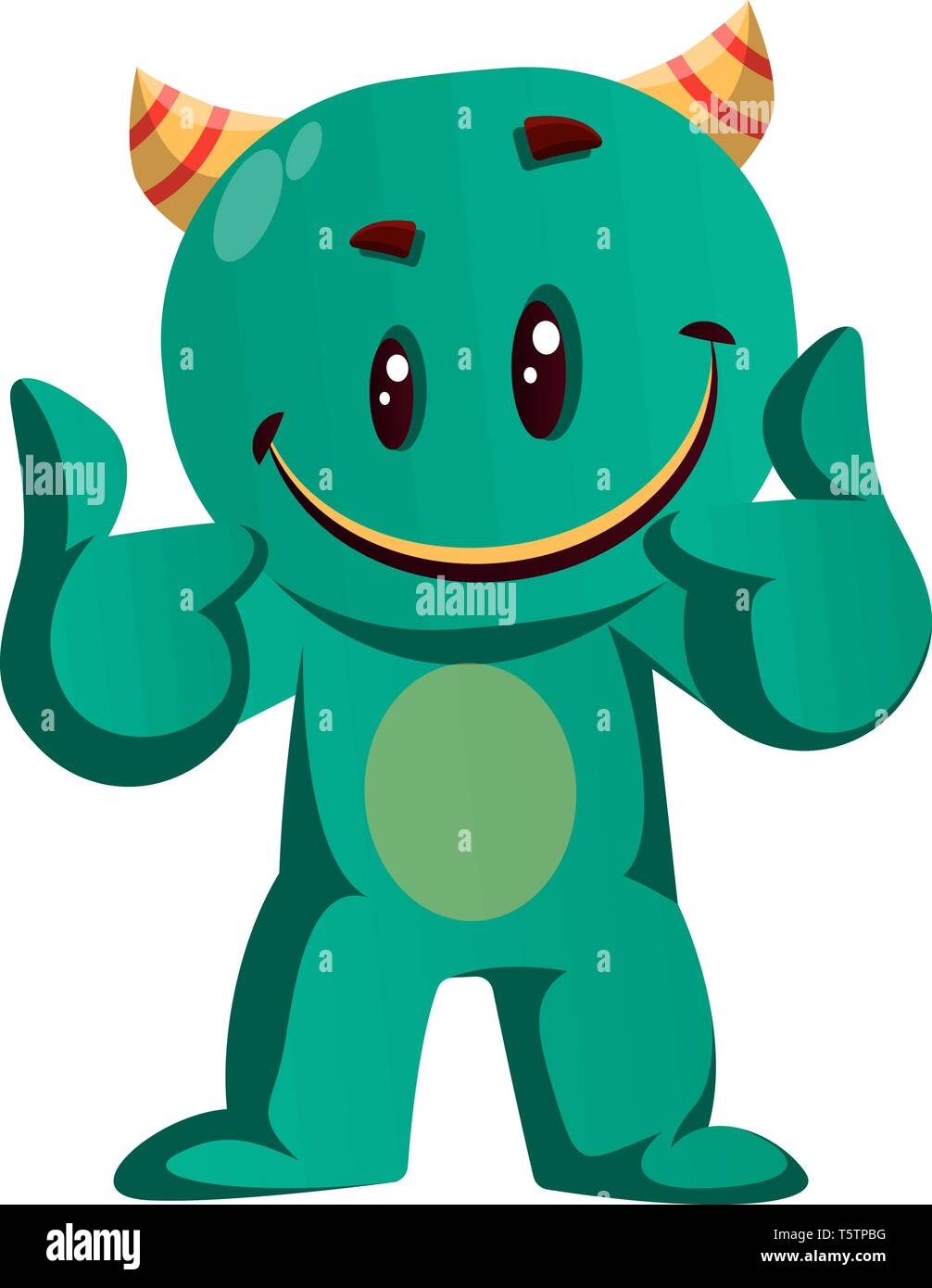 Green monster dando due pollici in su illustrazione vettoriale Illustrazione Vettoriale