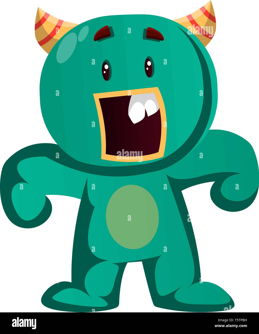 Green monster sorpreso illustrazione vettoriale Illustrazione Vettoriale