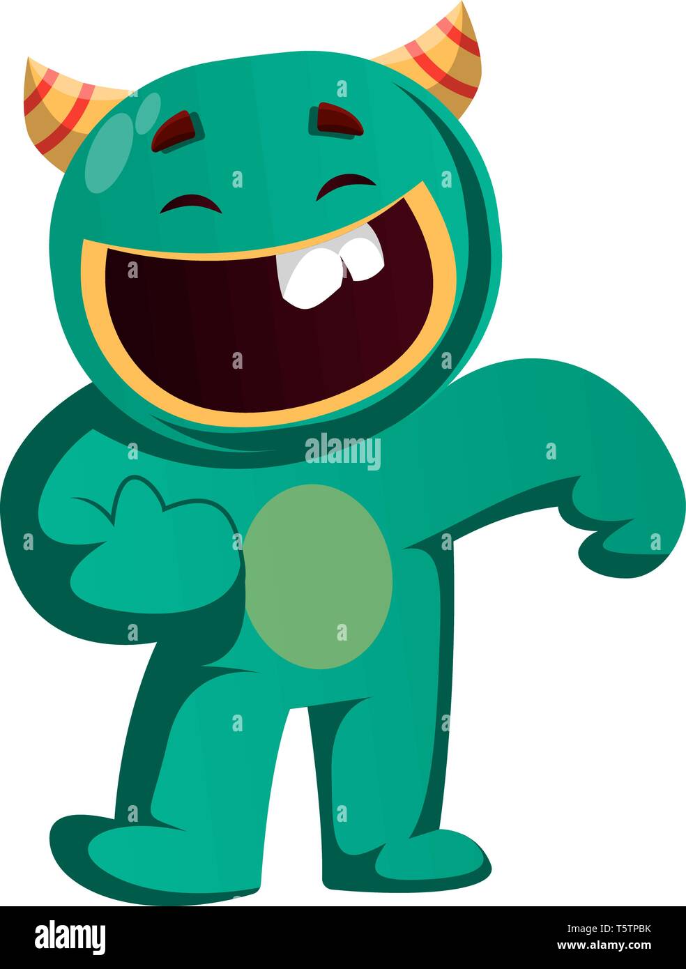 Mostro verde in un buon umore illustrazione vettoriale Illustrazione Vettoriale