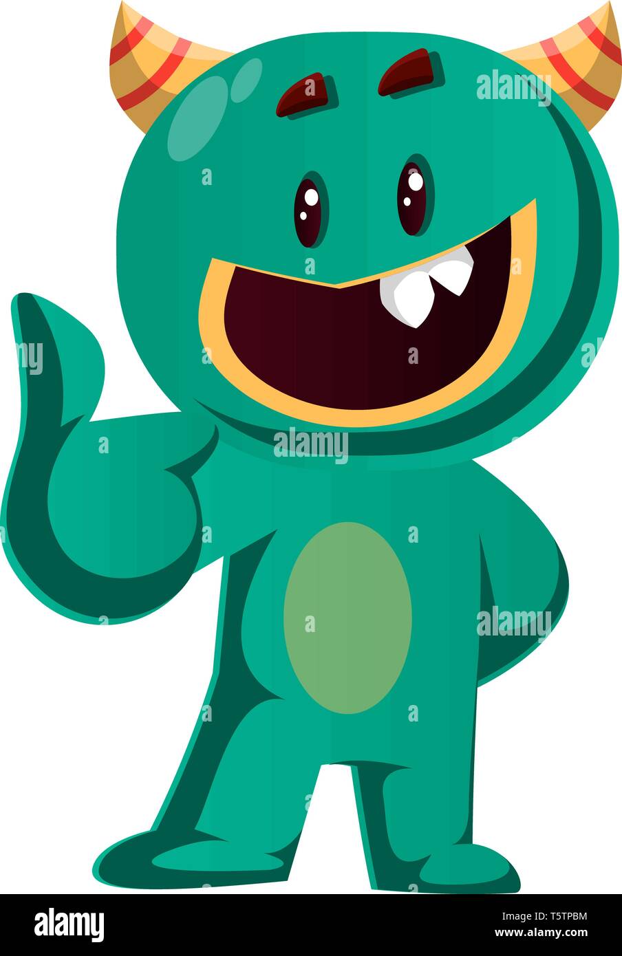 Green monster dando pollice in alto illustrazione vettoriale Illustrazione Vettoriale