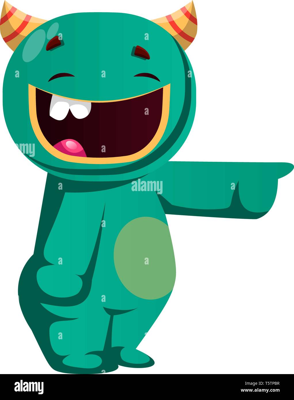 Green monster ridere qualcuno illustrazione vettoriale Illustrazione Vettoriale