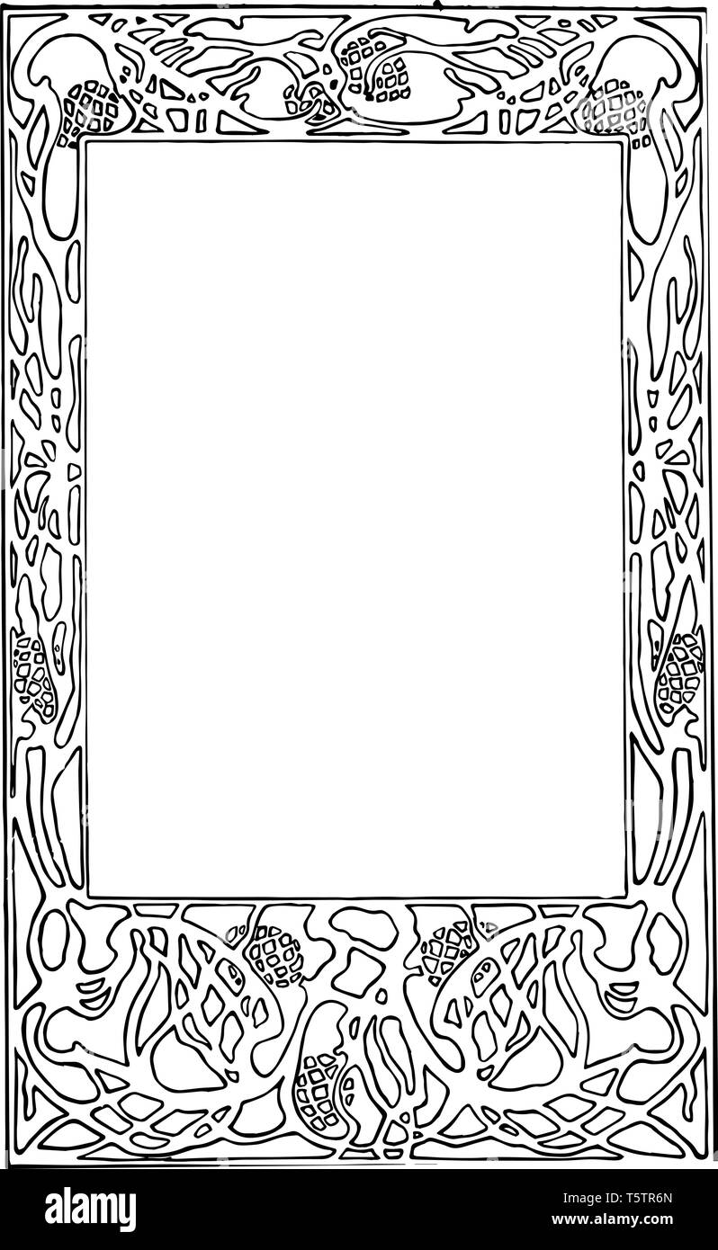 Abstract confine con piante in questa progettazione, vintage disegno della linea di incisione o illustrazione. Illustrazione Vettoriale