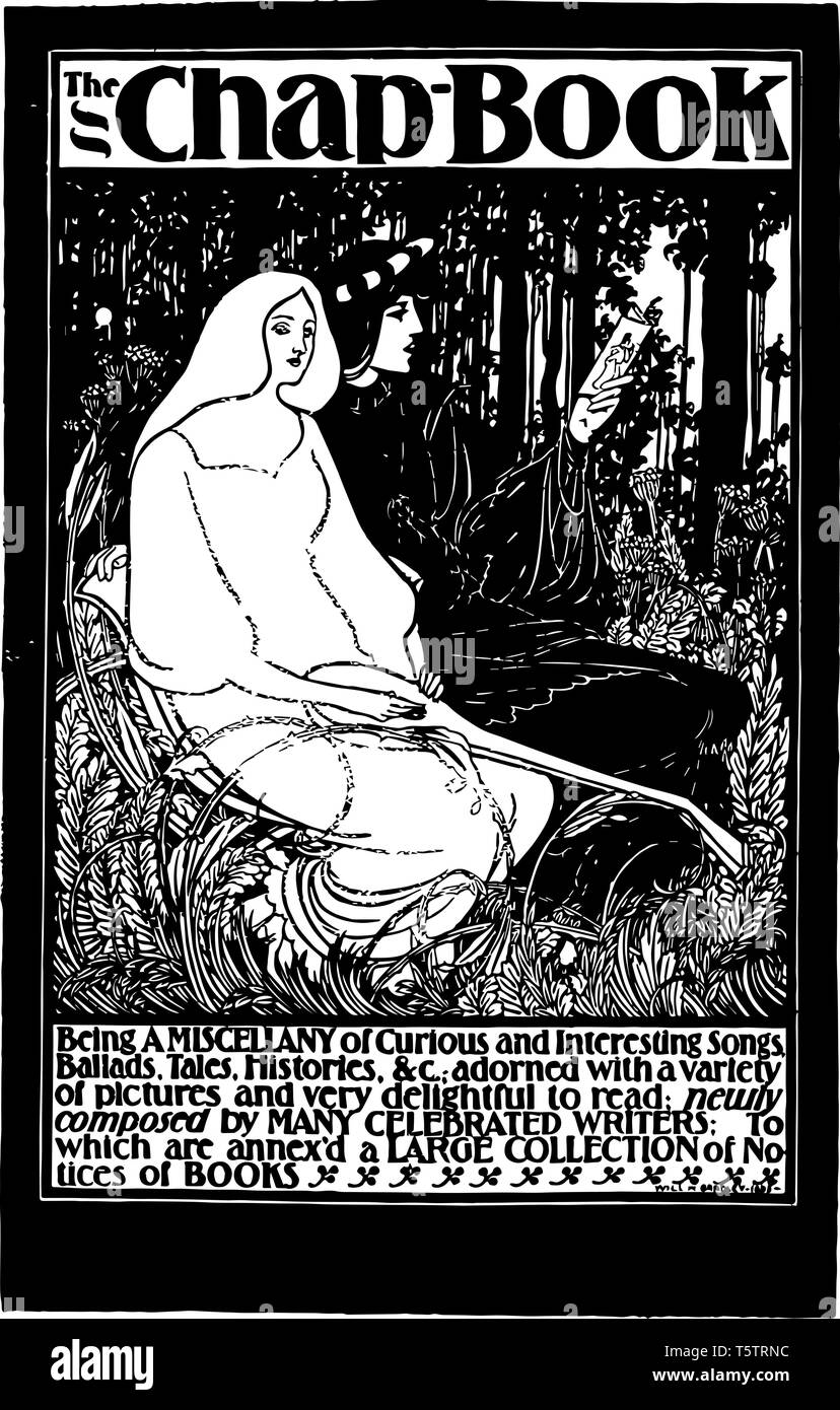 Il protocollo CHAP per libro è del XIX secolo per la copertina del libro la piastra del libro titolo pagina sarà. h. bradley vintage disegno della linea di incisione o illustrazione. Illustrazione Vettoriale
