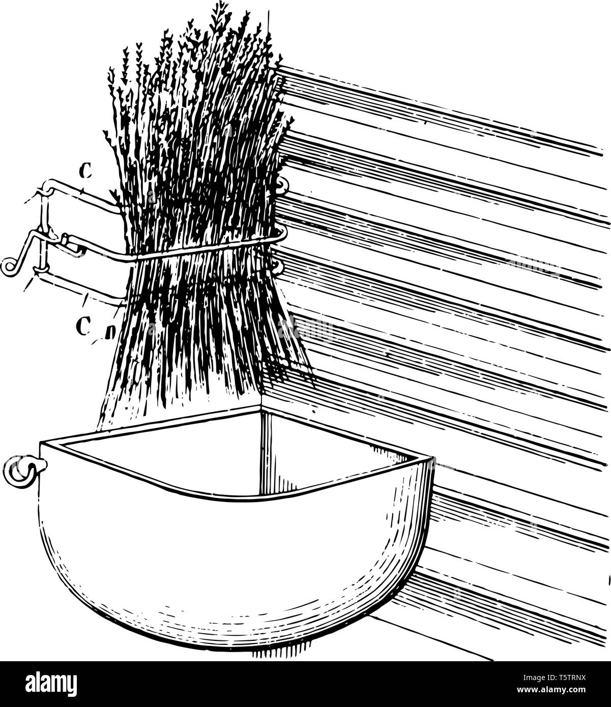 Questa immagine rappresenta il fieno cremagliera che è un verticale  autoportante stendino, vintage disegno della linea di incisione o  illustrazione Immagine e Vettoriale - Alamy