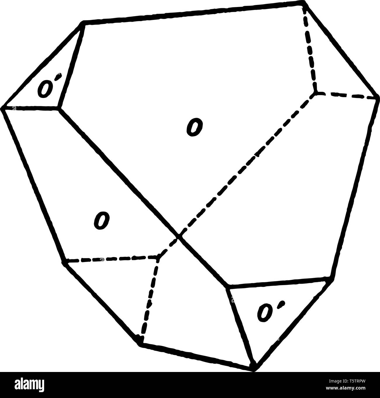 Questo diagramma rappresenta un positivo e negativo Tetrahedron in combinazione, vintage disegno della linea di incisione o illustrazione. Illustrazione Vettoriale