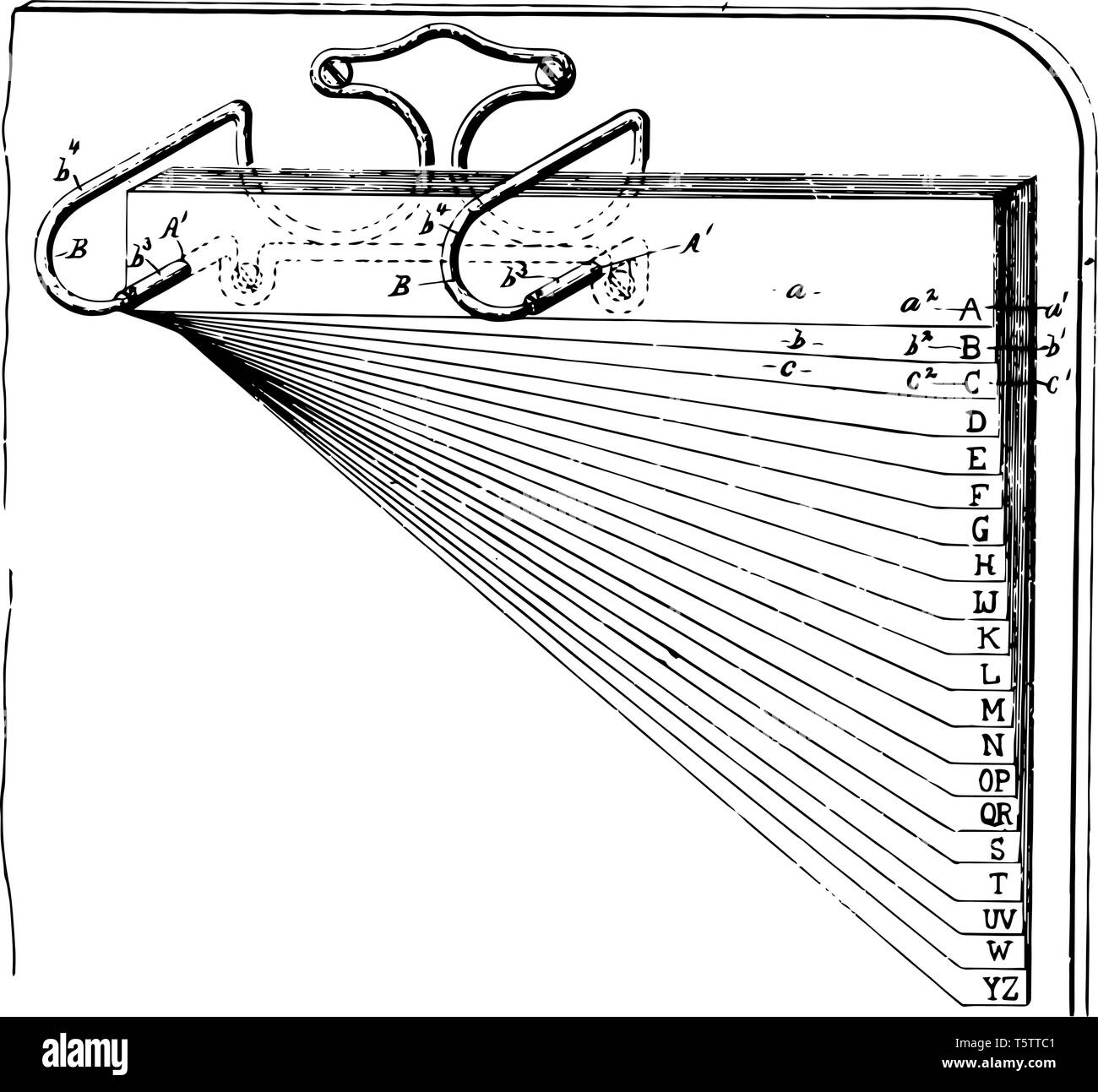 Questa immagine rappresenta un indice è un sistema utilizzato per effettuare la ricerca di informazioni più semplice, vintage disegno della linea di incisione o illustrazione. Illustrazione Vettoriale