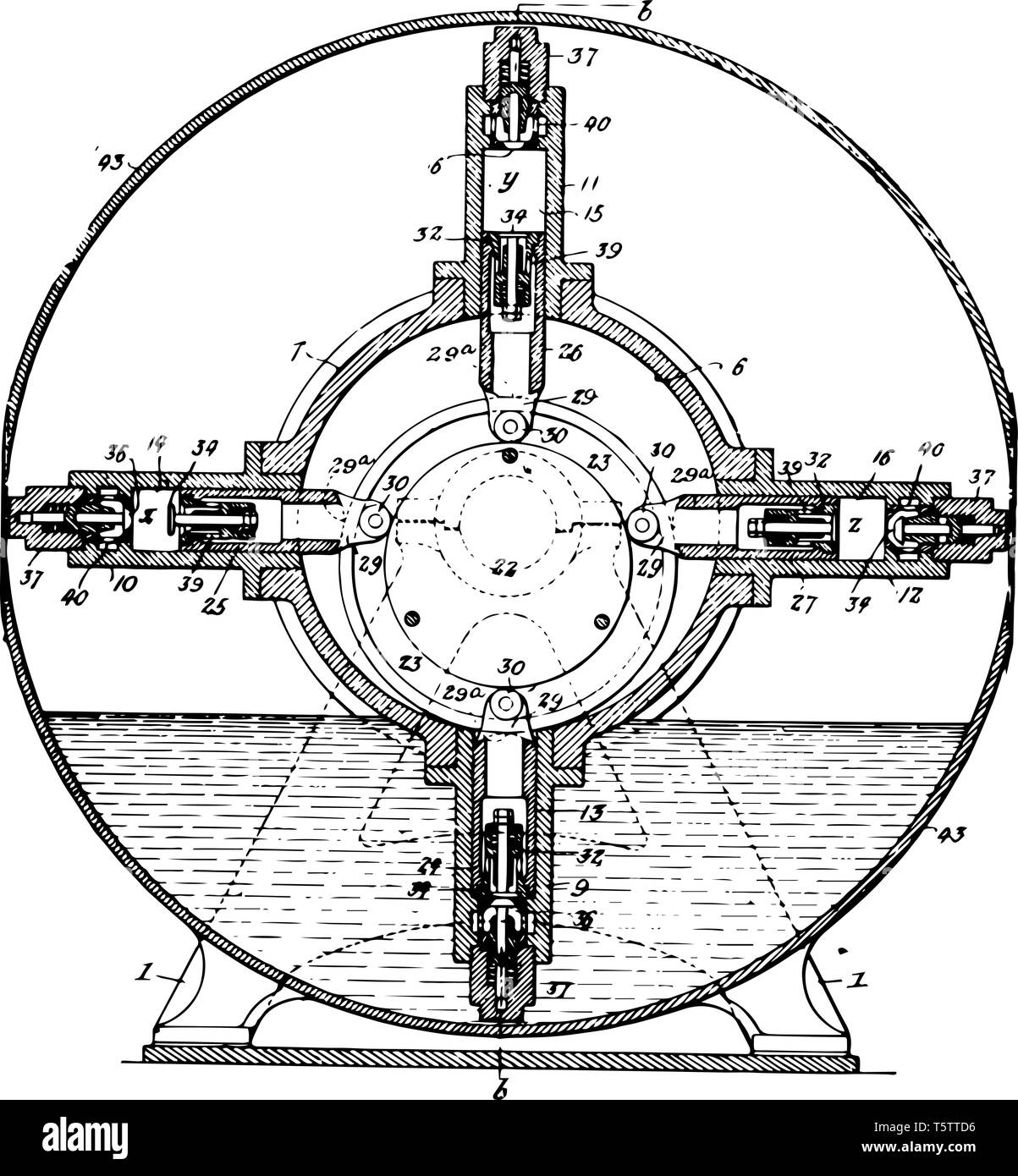 Questa immagine rappresenta la pompa di compressione che viene usato per mantenere il sangue e linfa circolante spingendo aria linea vintage disegno incisione o illustrazione Illustrazione Vettoriale