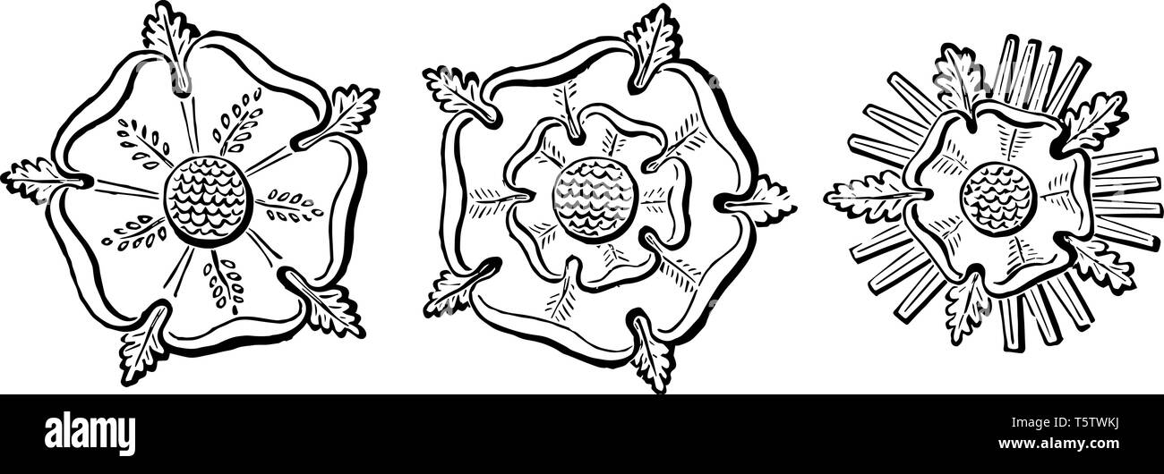 Rose per en Soleil argent della casa di York vintage disegno della linea di incisione o illustrazione. Illustrazione Vettoriale