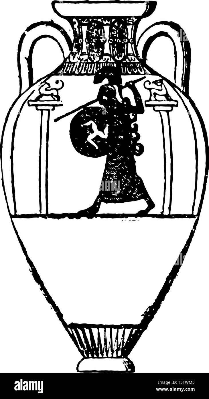 Anfora sono vasi con collo stretto e due maniglie utilizzate dagli antichi greci per il trasporto di olio o di vino utilizzato in grandi numeri per il trasporto e la stor Illustrazione Vettoriale