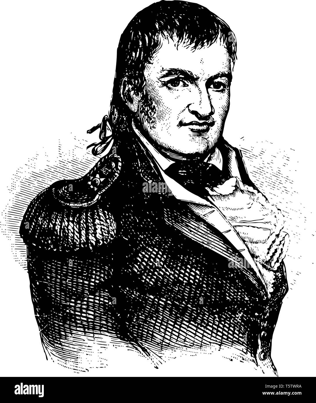 Duncan McArthur 1772 al 1839 egli era un ufficiale militare politico e governatore di Ohio vintage disegno della linea di incisione o illustrazione Illustrazione Vettoriale