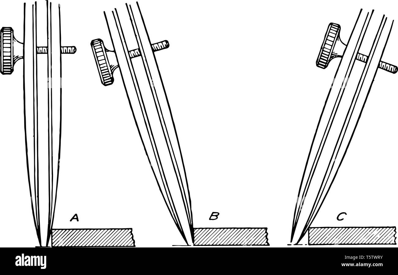 Il posizionamento della penna con il bordo rettilineo è una facciata linea frastagliata con risultato la penna è posizionato che mostra la fascetta distanziale montato intorno alla stra Illustrazione Vettoriale