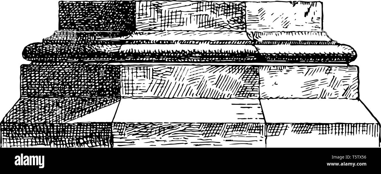 Architettura gotica ornamenti con base a colonna, durante il quattordicesimo secolo, la parte inferiore della colonna ha una leggera pendenza, la parte superiore presenta una serie di Illustrazione Vettoriale