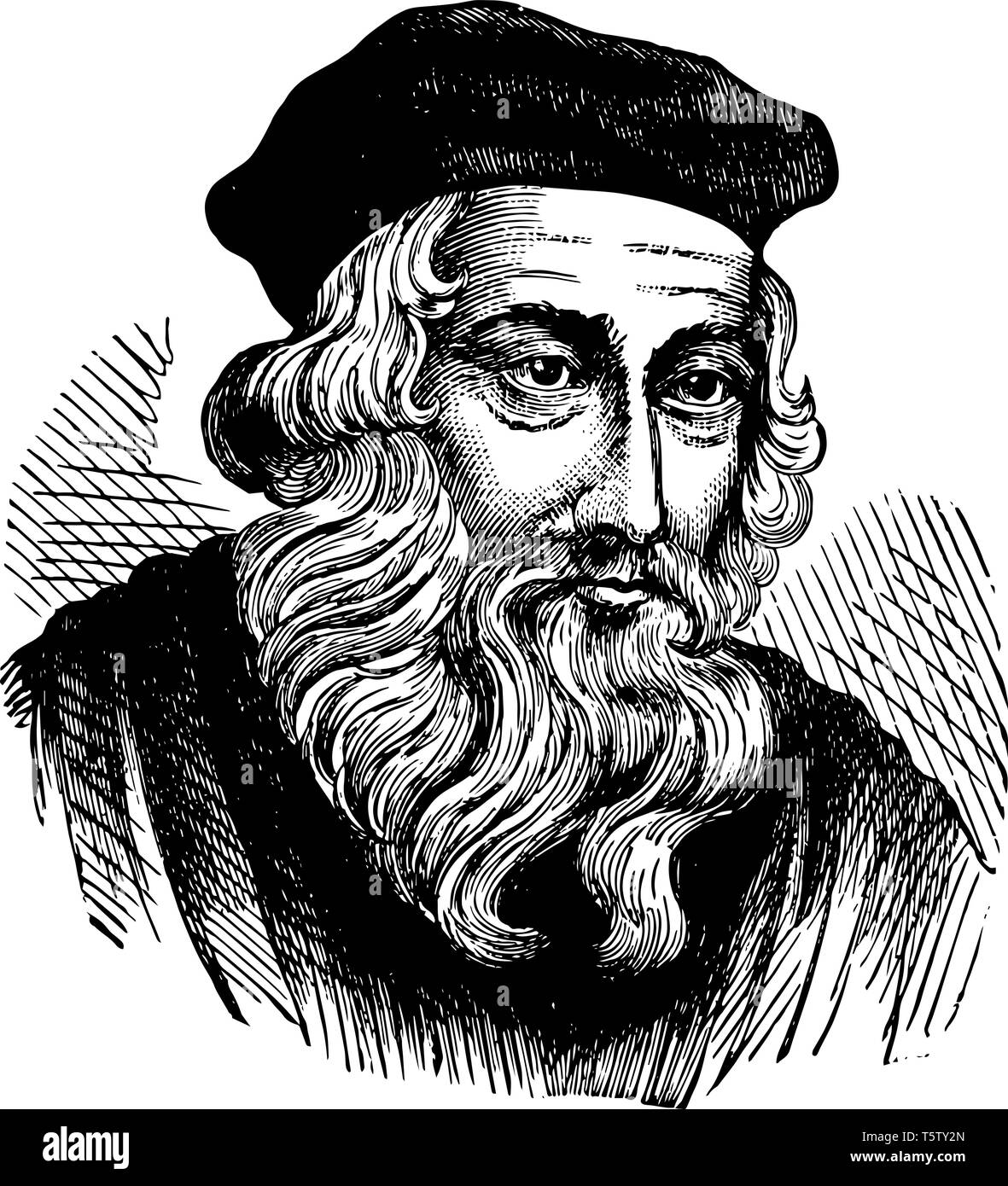 John Wycliffe, 1320S-1384, egli era un inglese un filosofo scolastico, teologo, traduttore biblico, riformatore e Professore nel Seminario a Oxford, vinta Illustrazione Vettoriale
