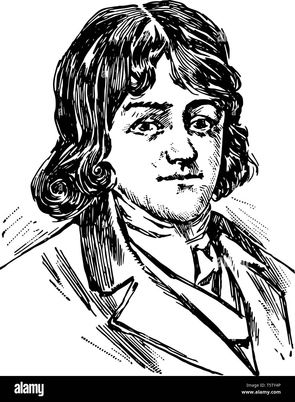Francis Scott Key 1779 al 1843 egli era un avvocato americano autore e poeta dilettante vintage disegno della linea di incisione o illustrazione Illustrazione Vettoriale