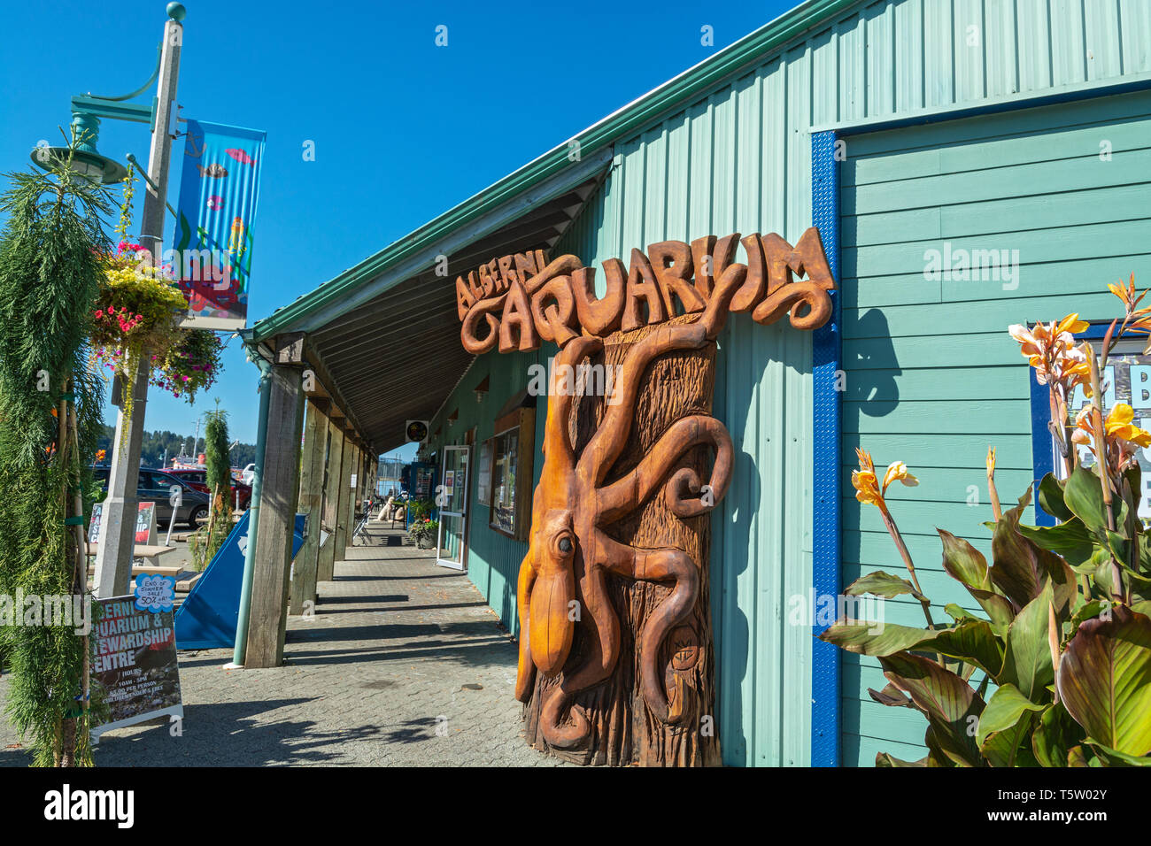 Canada, British Columbia, Port Alberni, Acquario, la scultura in legno Foto Stock