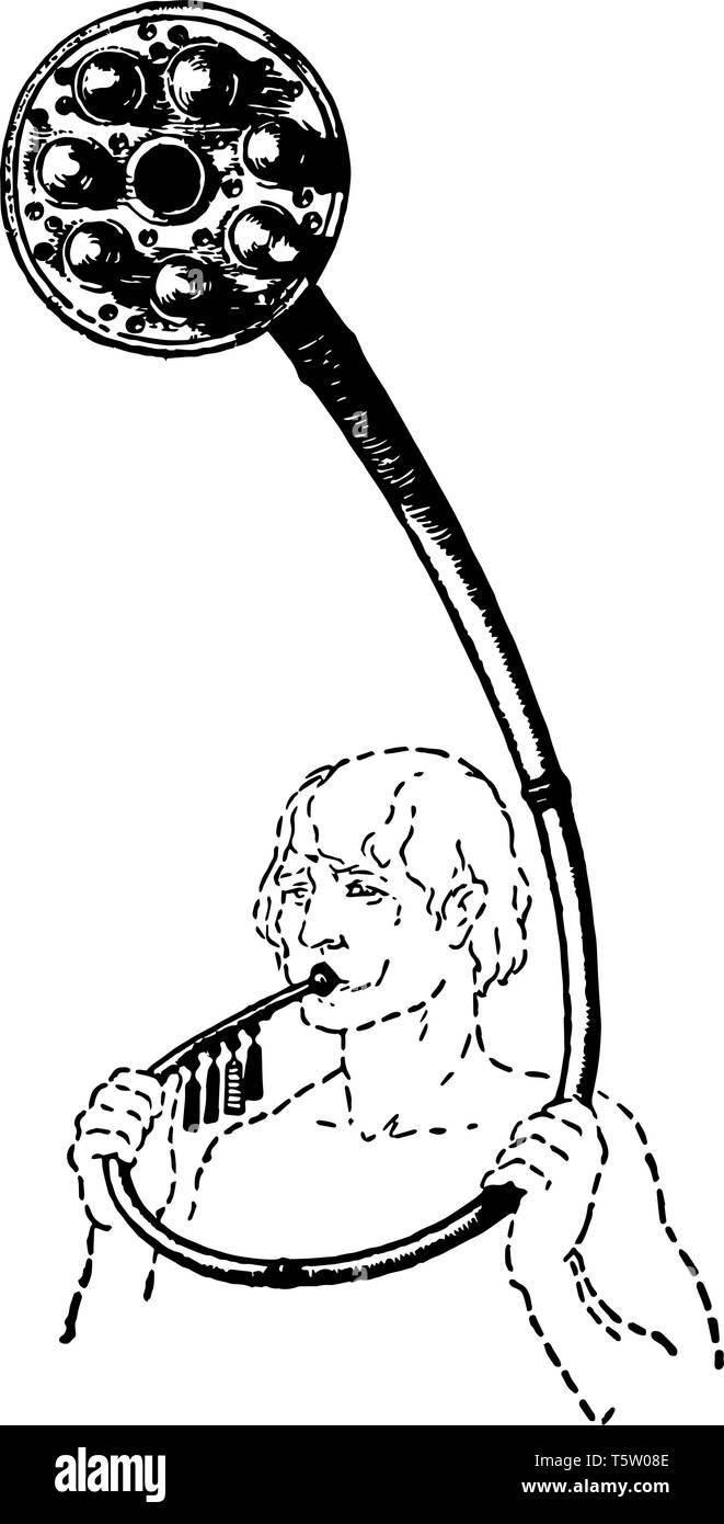 Questa immagine rappresenta l'età del bronzo tromba di bronzo, vintage disegno della linea di incisione o illustrazione. Illustrazione Vettoriale