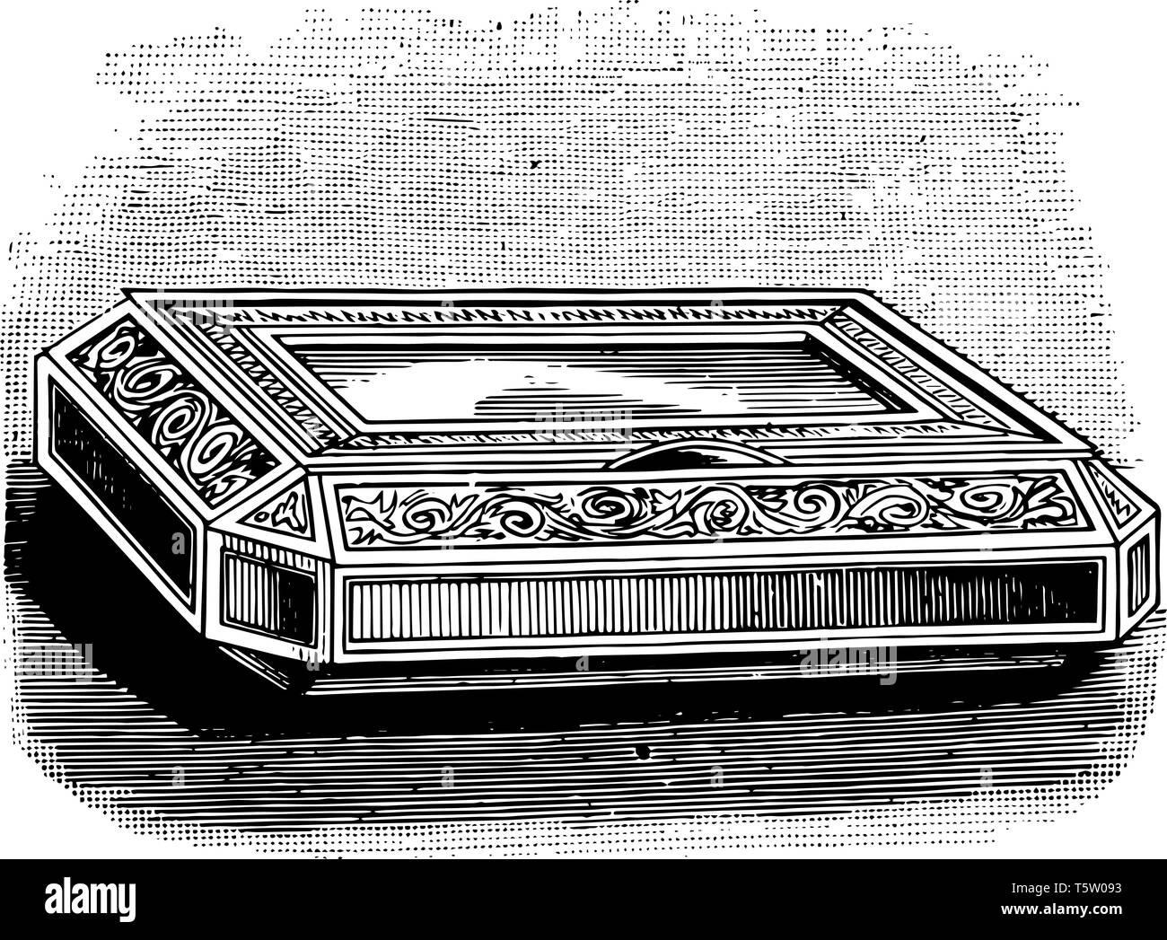 La libertà della città in una scatola dorata presentato al bainbridge vintage disegno della linea. Illustrazione Vettoriale