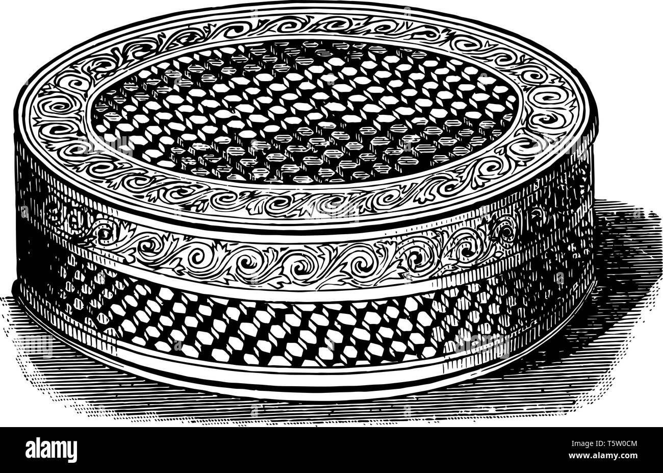 Nel 1816, un Gold Box presentata al Commodore William Bainbridge dalla città di New York vintage disegno della linea. Illustrazione Vettoriale