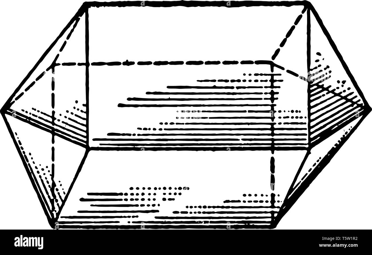 Il primo segno di prisma quadrato. Il prisma può essere tre, quattro, sei, otto o anche dodici volti, vintage disegno della linea di incisione o illustrazione. Illustrazione Vettoriale