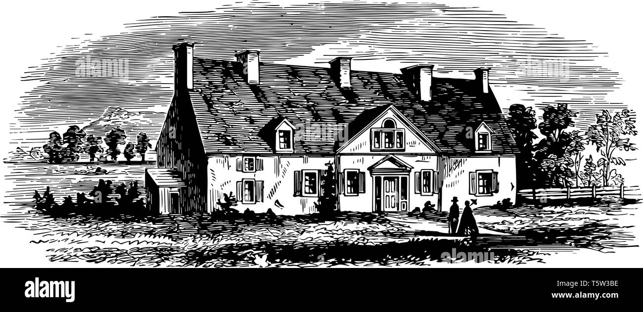 La sede centrale di Louis montcalm sono molto eleganti heritage.Louis montcalm è stato il comandante delle forze francesi in francese e la guerra di indiano vintage linea d Illustrazione Vettoriale