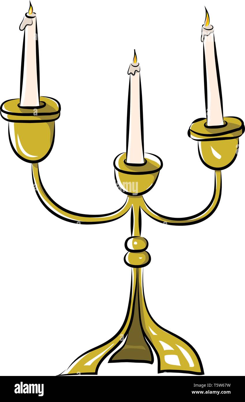 Tre braccio supporto di candela o vettore di Illustrazione a colori Illustrazione Vettoriale