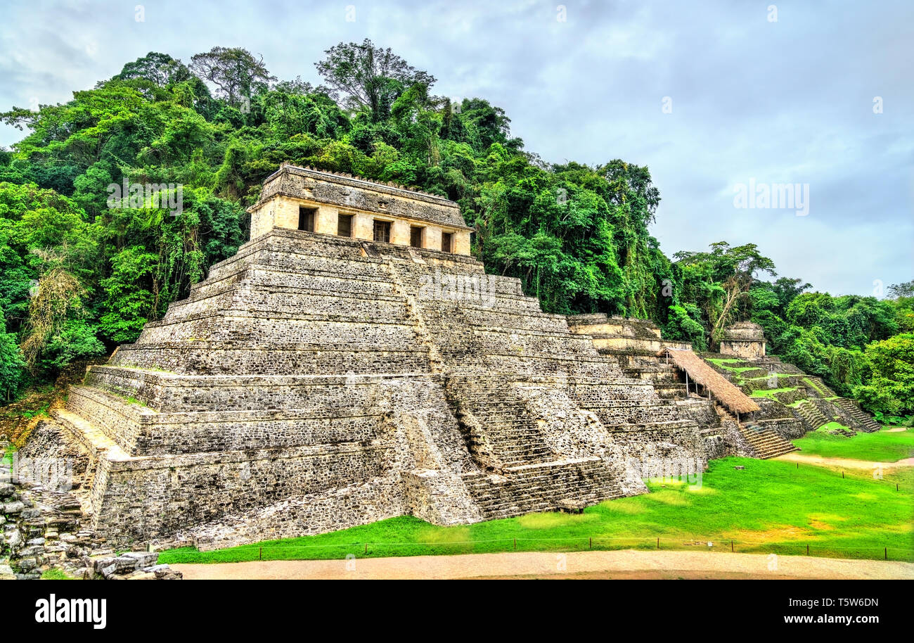 Tempio delle iscrizioni a Palenque in Messico Foto Stock