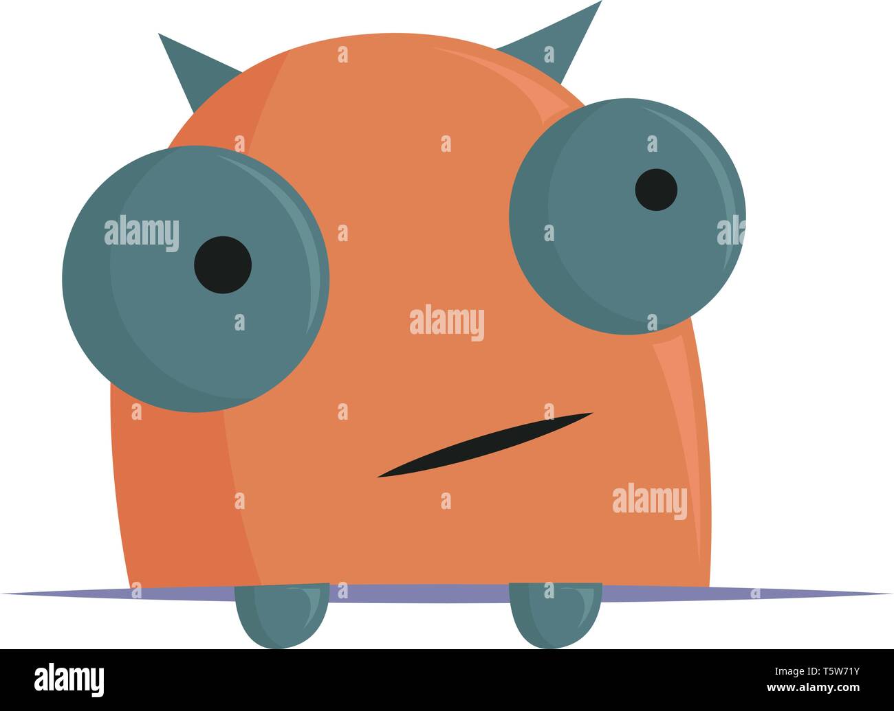 Un mostro sorpreso con occhi grigi le orecchie e le mani del vettore di disegno a colori o illustrazione Illustrazione Vettoriale