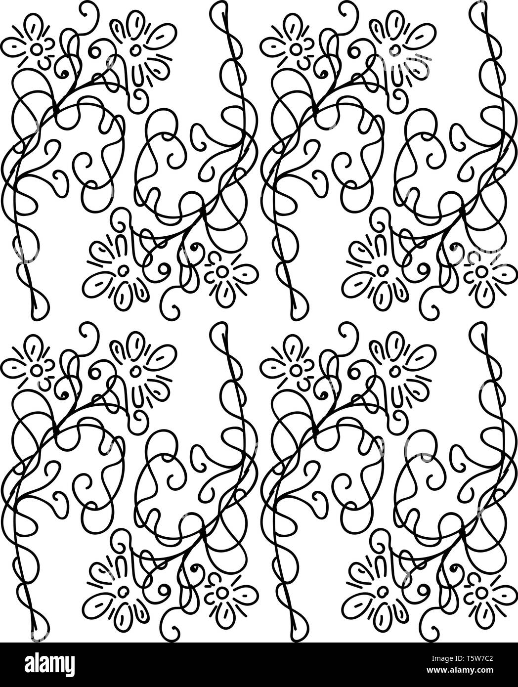 Un abstract in bianco e nero il design floreale utilizzato per la stampa di motivi e disegni a colori del vettore di disegno o illustrazione Illustrazione Vettoriale