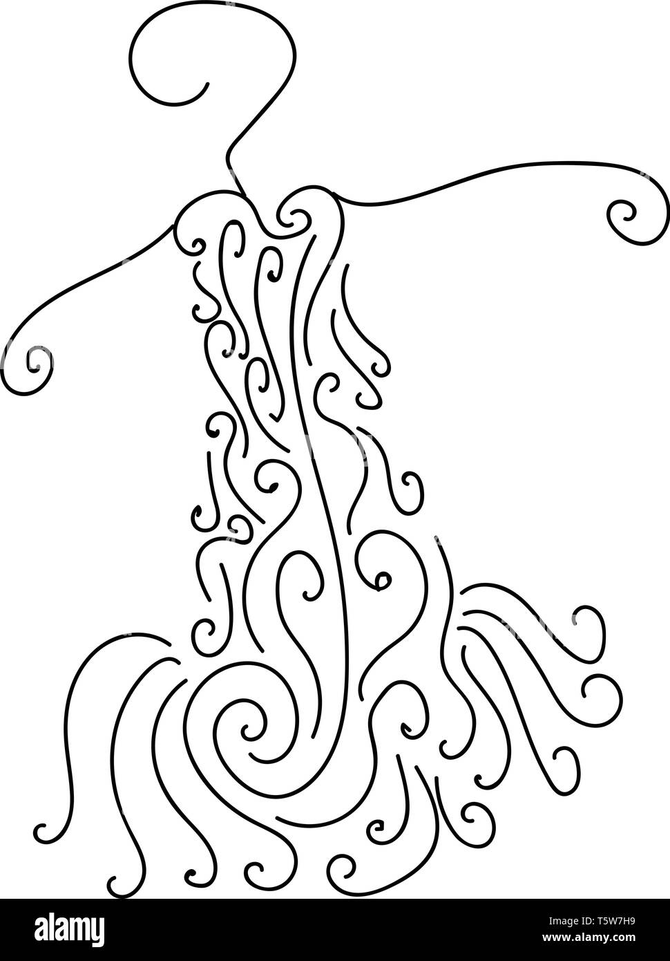 Un abstract Appendiabiti design con appeso un lungo abito flowy lungo con il vettore è il colore di disegno o illustrazione Illustrazione Vettoriale