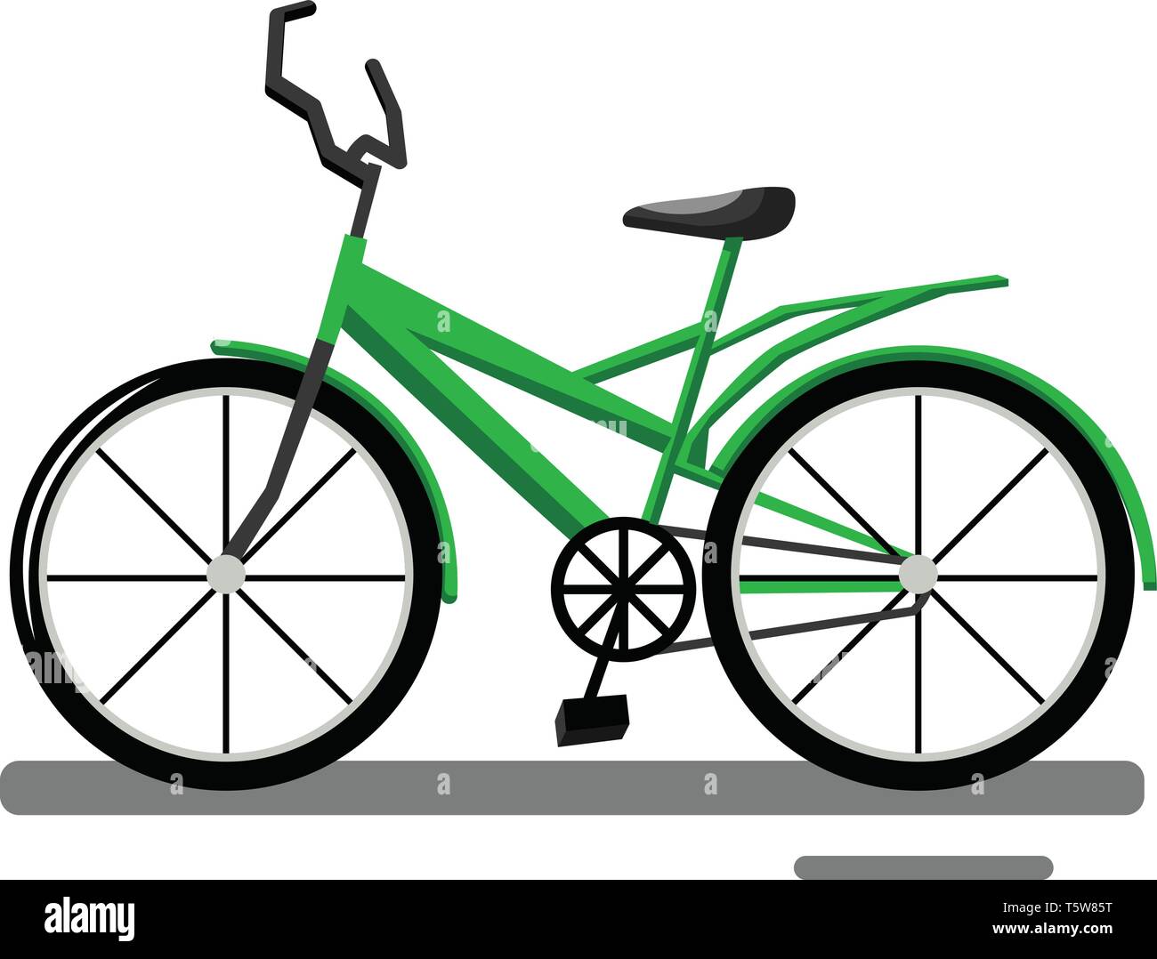 Cartoon bici verde illustrazione vettoriale su sfondo bianco. Illustrazione Vettoriale