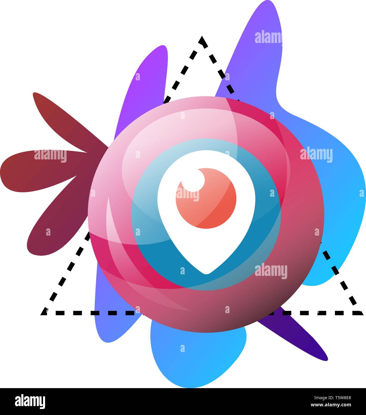 La grafica multicolore e periscopio bolla simbolo illustrazione vettoriale su sfondo bianco Illustrazione Vettoriale