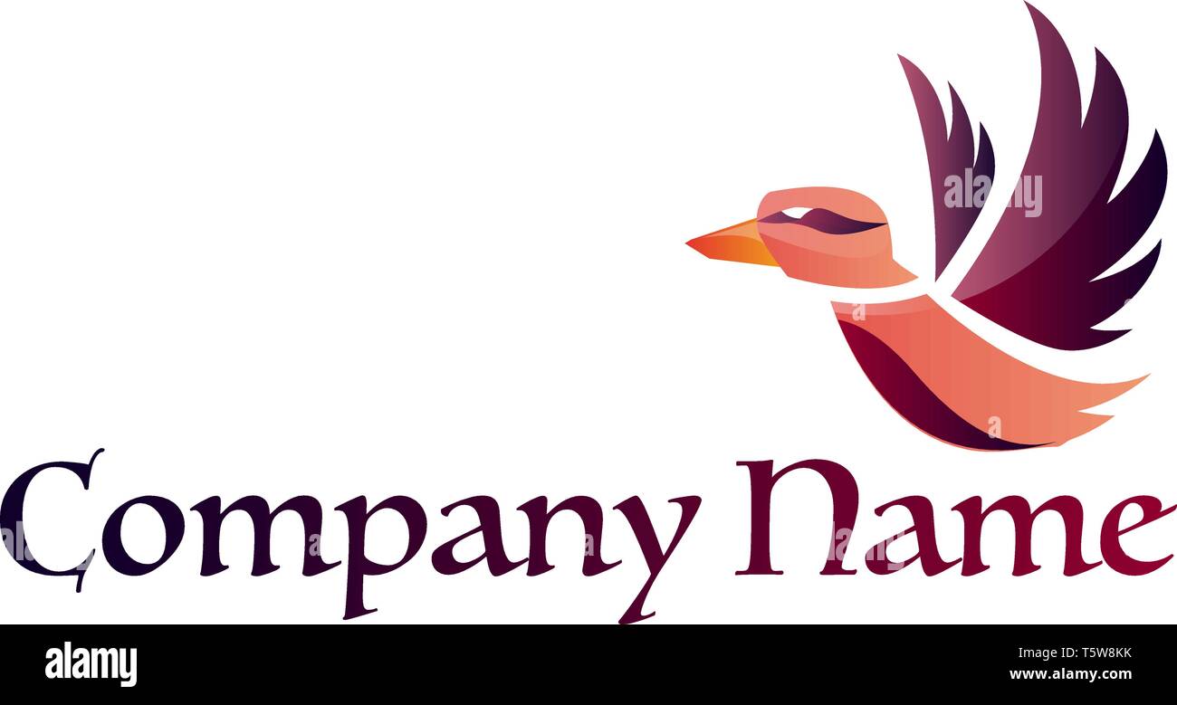 Uccello multicolore e uno spazio vuoto per il testo del logo illustrazione vettoriale su sfondo bianco Illustrazione Vettoriale