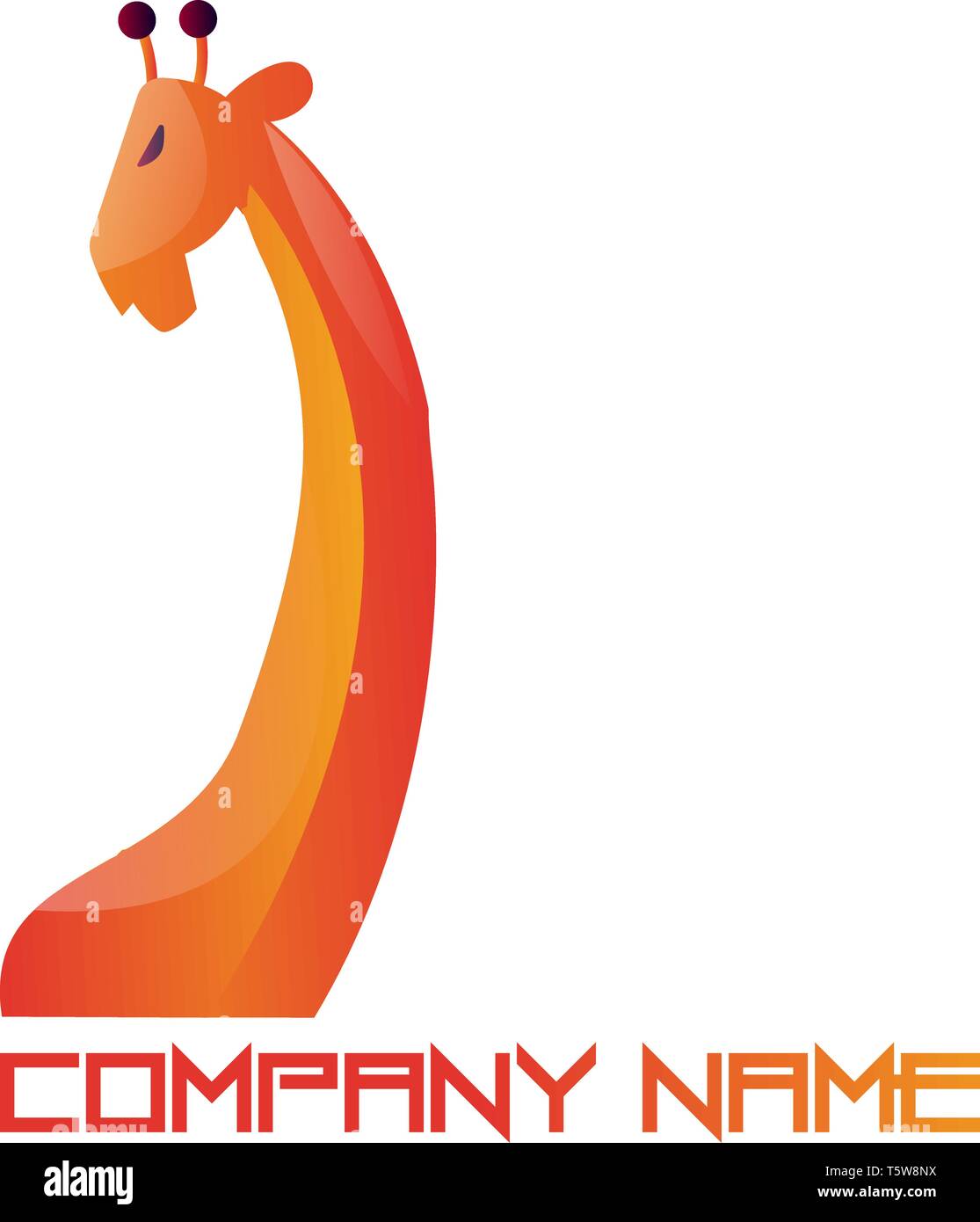 Arancione e rosso logo semplice illustrazione vettoriale di una giraffa su sfondo bianco Illustrazione Vettoriale