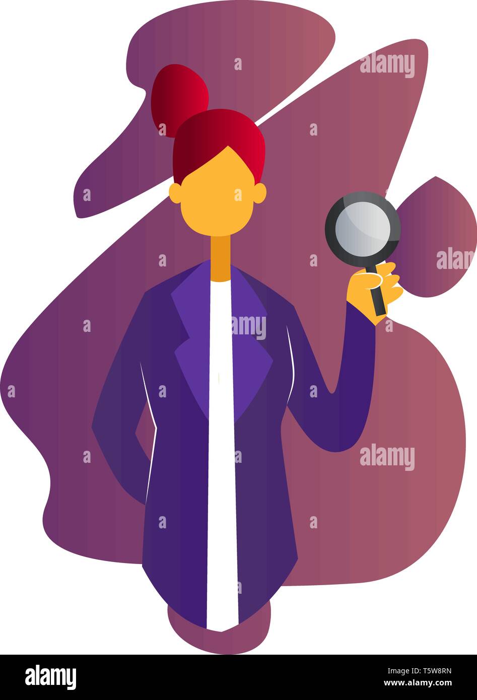 Colore rosa moderno vettore illustrazione di un medico donna su sfondo bianco Illustrazione Vettoriale