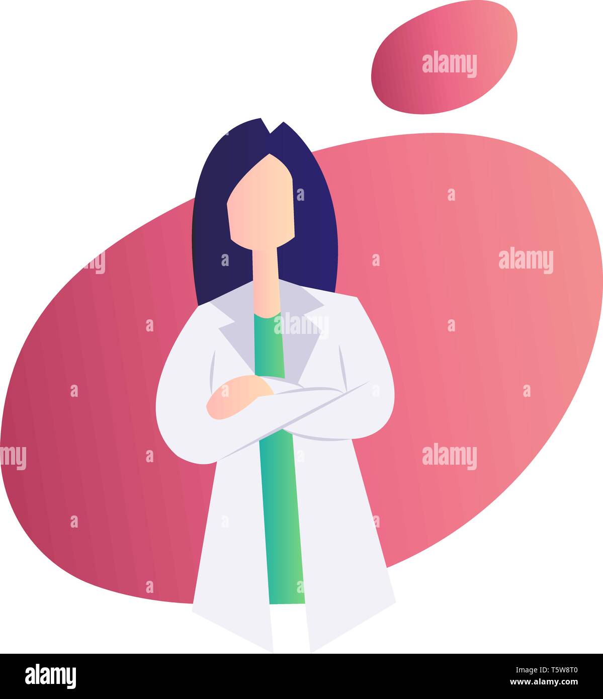 Medico donna moderna chatacter illustrazione vettoriale su sfondo bianco Illustrazione Vettoriale