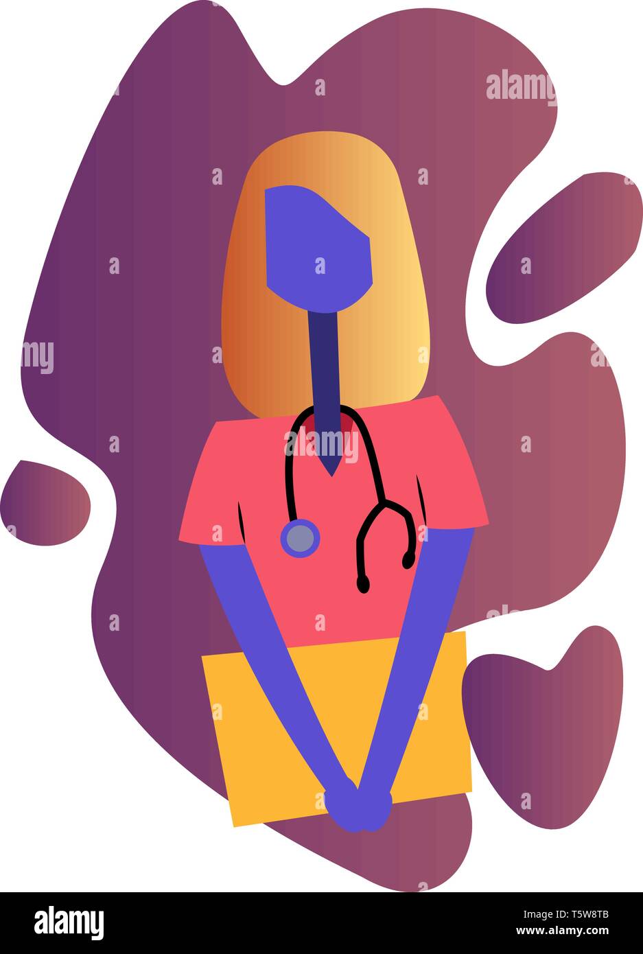 Colorata illustrazione vettoriale di una bionda infermiera tenendo un record medici su sfondo bianco Illustrazione Vettoriale