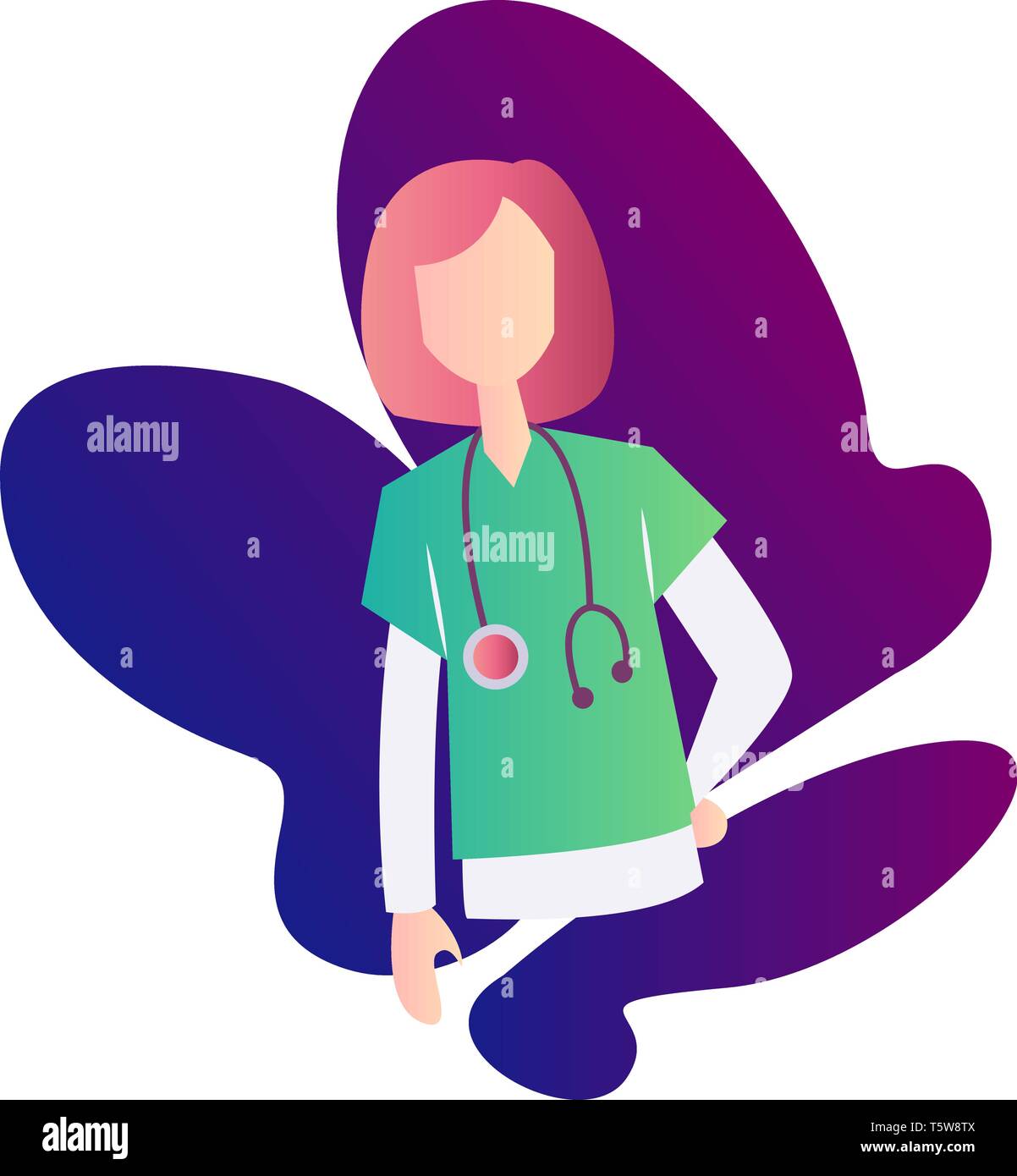 Illustrazione Vettoriale con molti colori di un medico infermiere su sfondo bianco Illustrazione Vettoriale