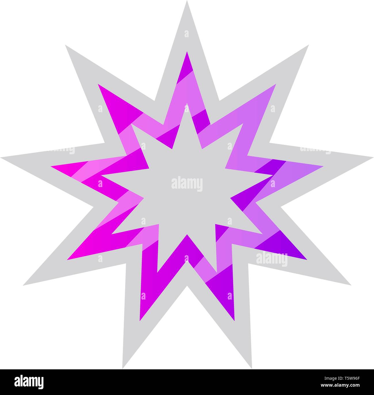 Bianco e viola Bahai stella simbolo illustrazione vettoriale su sfondo bianco Illustrazione Vettoriale