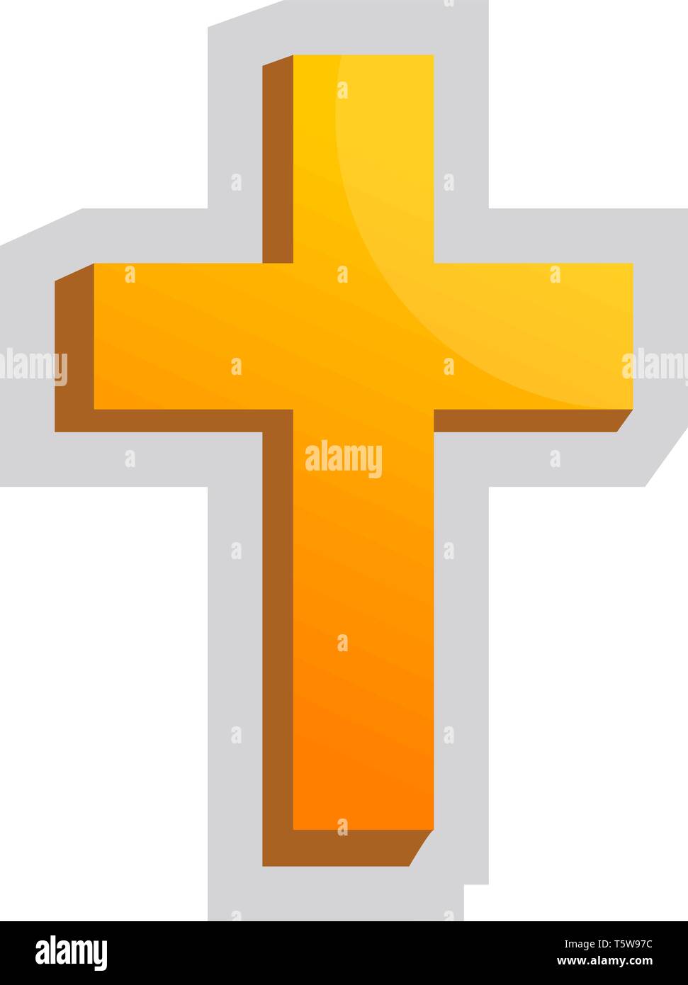 Giallo Croce Cristiana illustrazione vettoriale su sfondo bianco Illustrazione Vettoriale