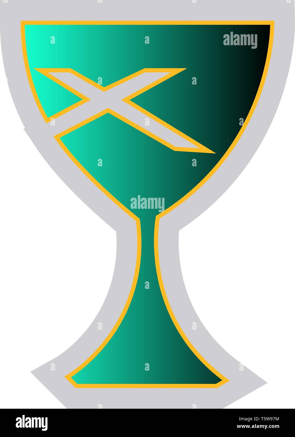 Verde e giallo chiesa cristiana simbolo illustrazione vettoriale su sfondo bianco Illustrazione Vettoriale