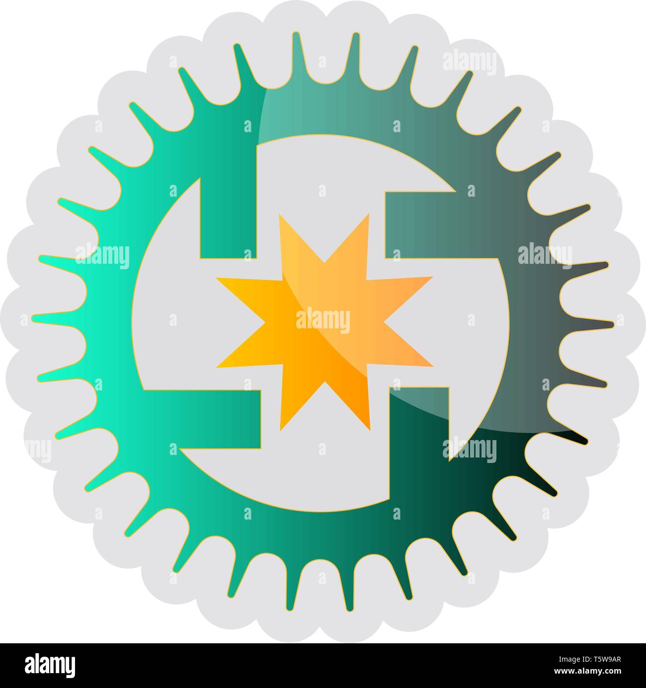 Verde e giallo Seicho nessun simbolo di IE illustrazione vettoriale su sfondo bianco Illustrazione Vettoriale