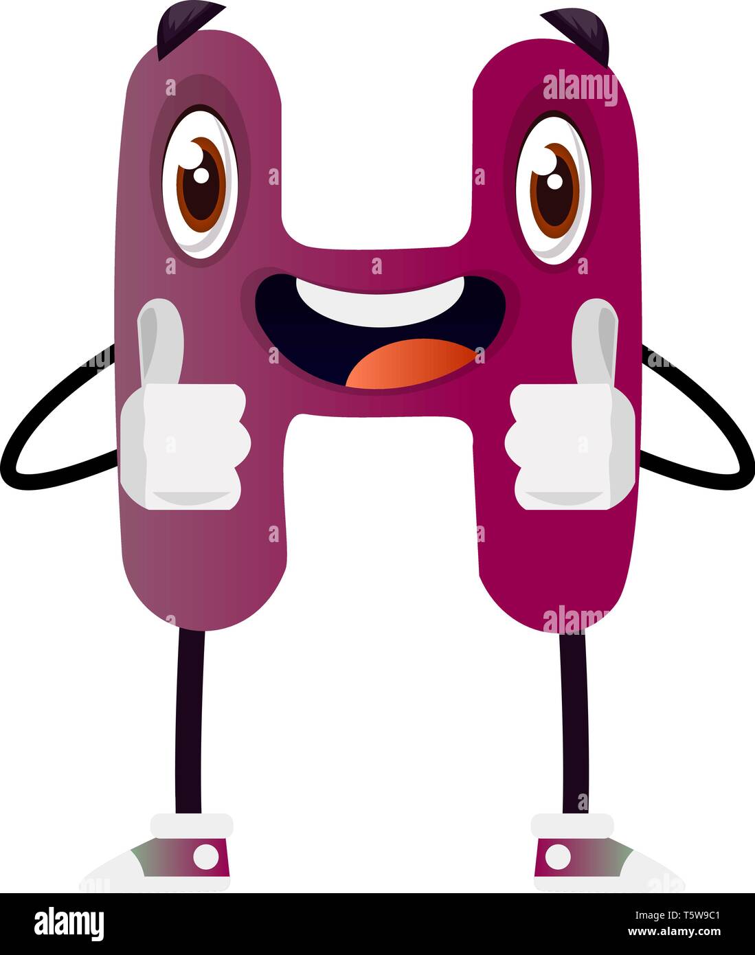 Felice viola la lettera H illustrazione vettoriale su bianco backgorund Illustrazione Vettoriale