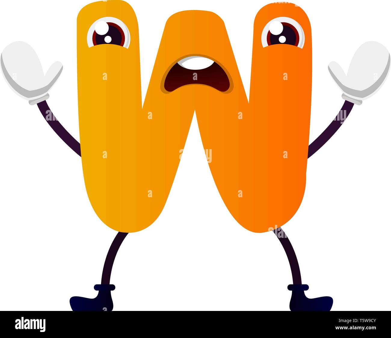 Orange lettera W illustrazione vettoriale su sfondo bianco Illustrazione Vettoriale