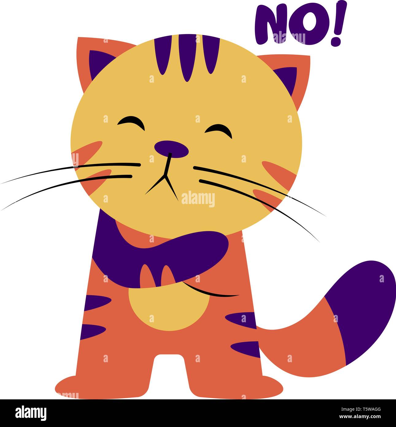 Colorati cat dicendo no illustrazione vettoriale su sfondo bianco Illustrazione Vettoriale