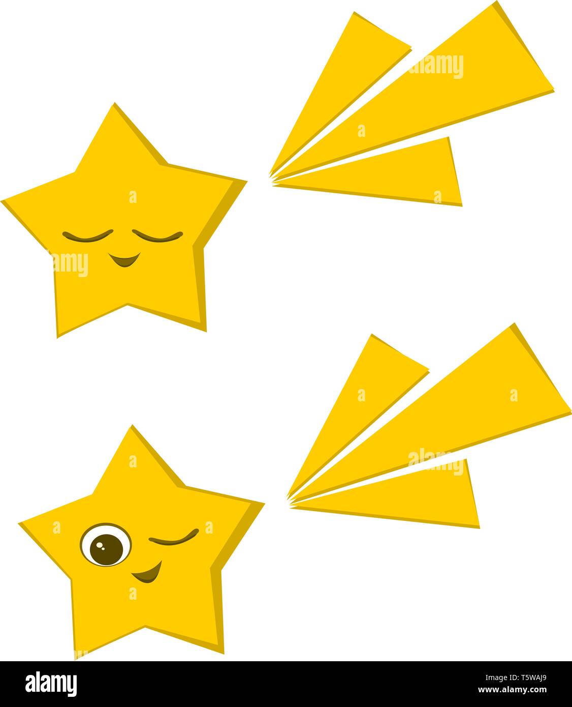 Due stelle gialle di cui uno è di chiudere gli occhi e l'altra e con un occhio aperto e un occhio vettoriale chiuso il colore di disegno o illustrazione. Illustrazione Vettoriale