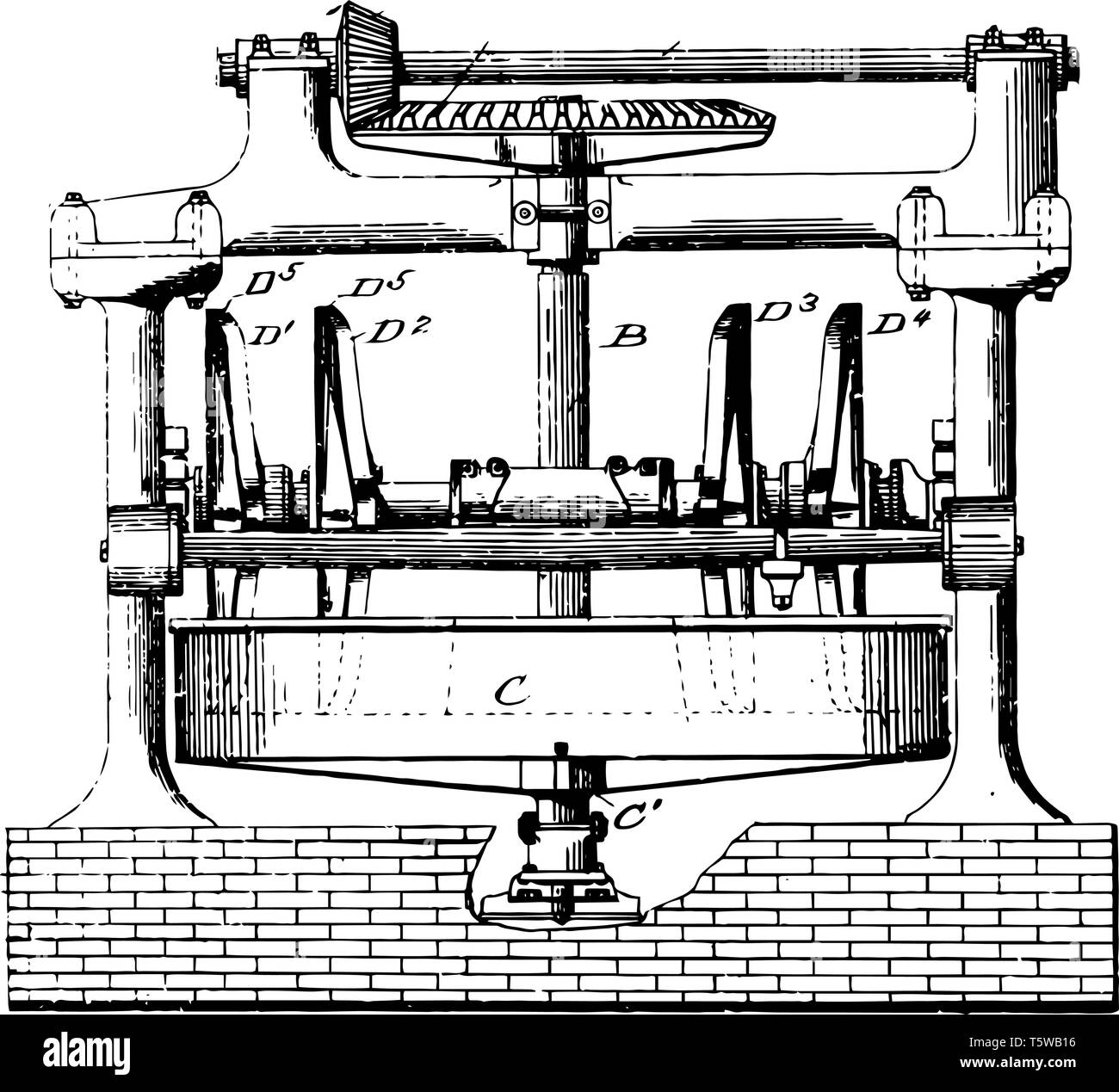 Questa immagine rappresenta il letto Pan mulino di macinatura in cui il mulino di macinatura è una operazione unitaria per la rottura di un materiale solido in pezzi più piccoli, v Illustrazione Vettoriale