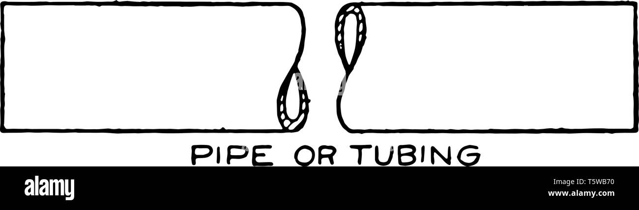 Pause convenzionali simboli del tubo o tubazione senza taglio di diametro è la schiusa per vetro per disegno meccanico tubo o tubazione dal taglio del diam. Illustrazione Vettoriale