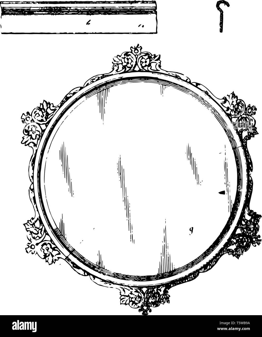 Di oggetti artistici in metallo telaio viene utilizzato per migliorare un'opera d'arte esteticamente, vintage disegno della linea di incisione o illustrazione. Illustrazione Vettoriale