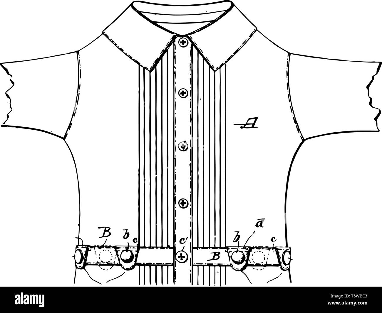 Maglietta di cintura era un indumento intimo indossato esclusivamente da uomini, vintage disegno della linea di incisione o illustrazione. Illustrazione Vettoriale
